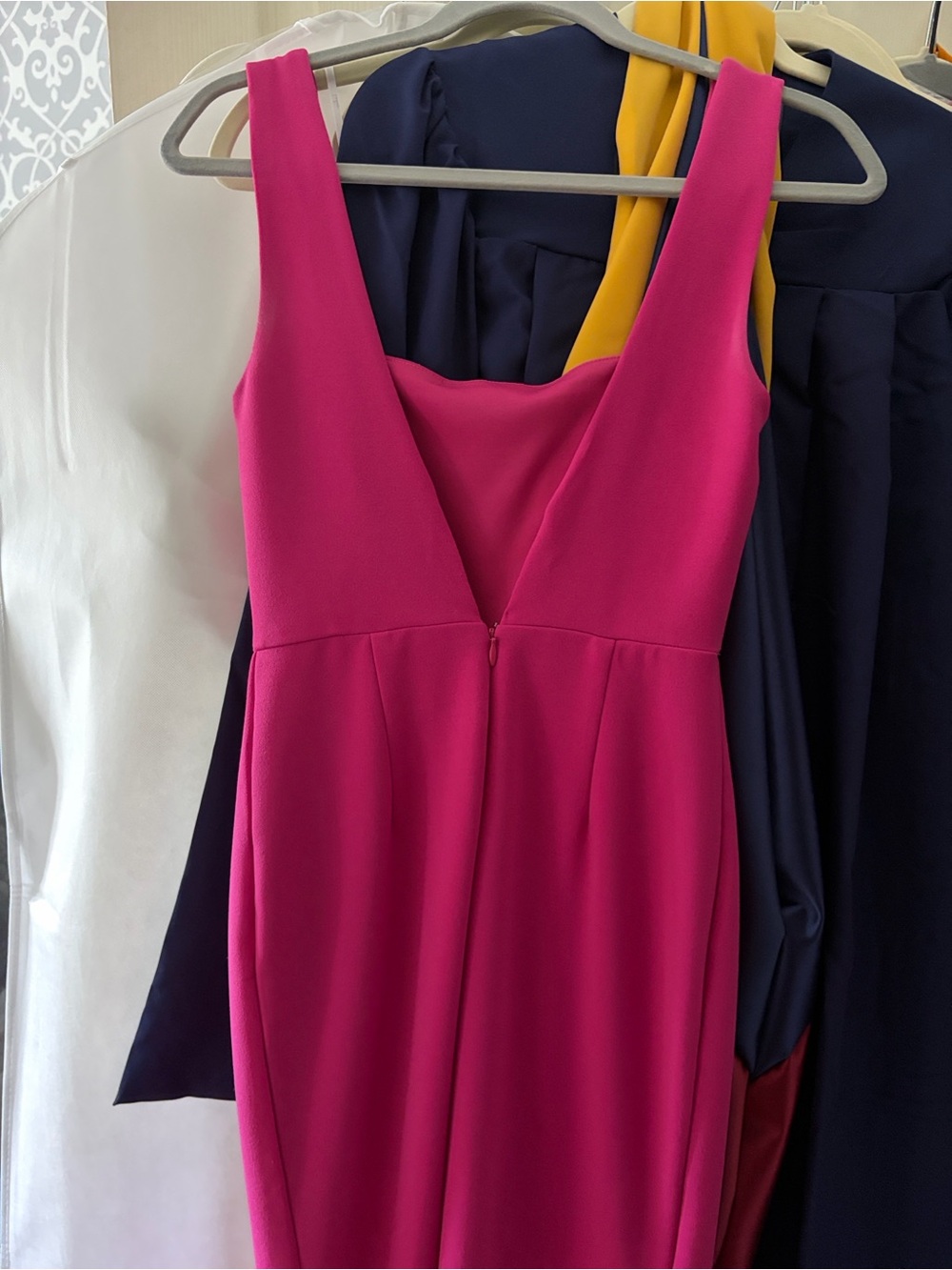 Lulu's Fuchsia V-Neck Midi Dress